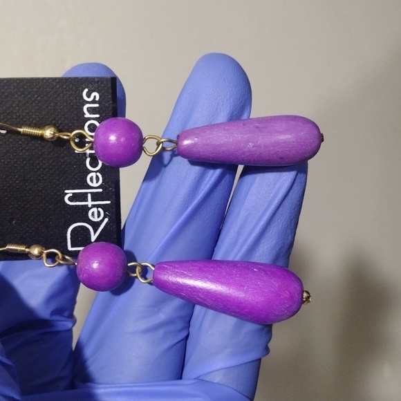 Purple Teardrop Dangle Earrings –  2.75" Boho Drop Dangle - Women's Jewelry - Picture 4 of 6